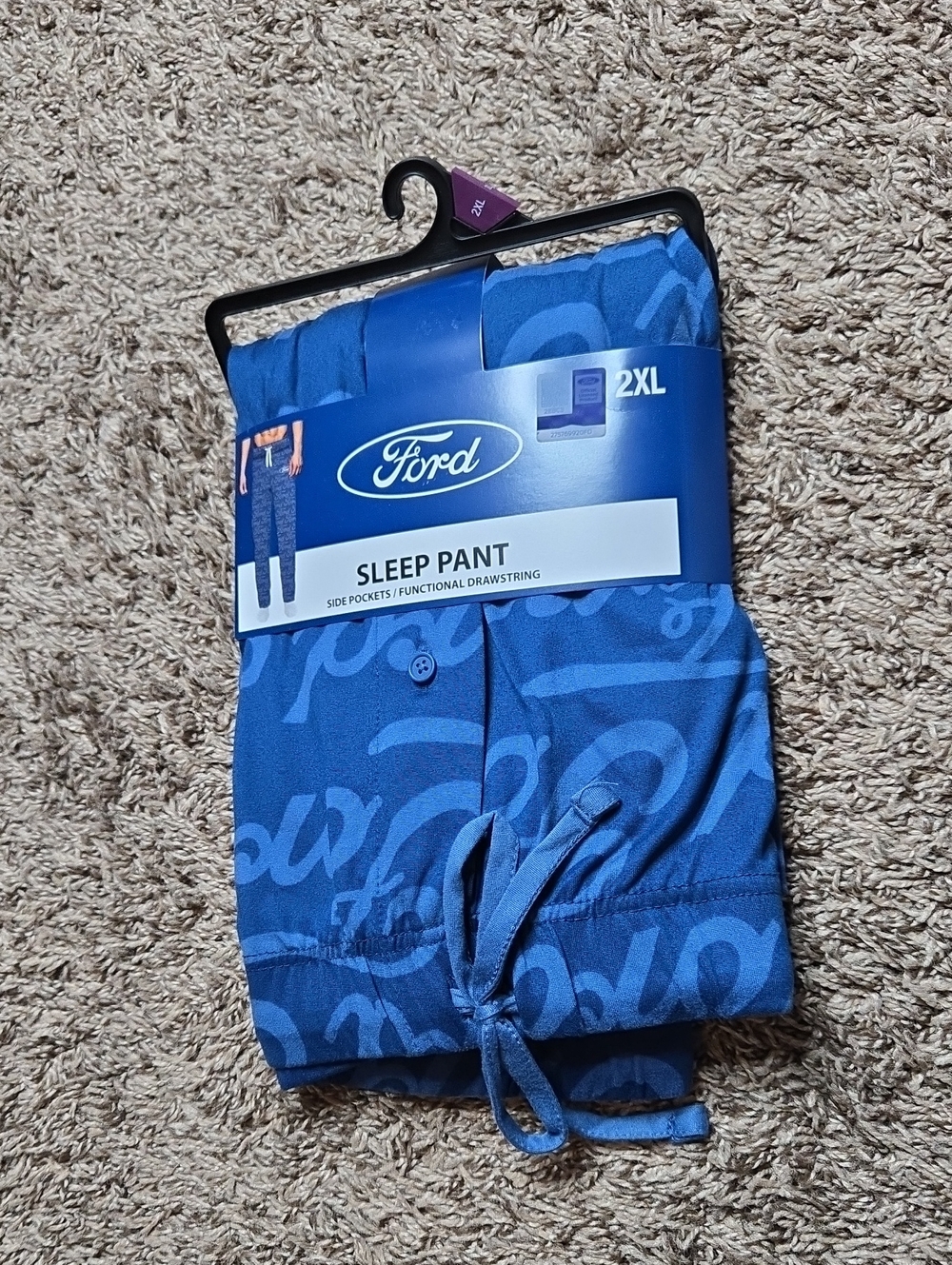 Ford 2XL Plus Size Sleep Pants Side Pockets Functional Drawstring Double Logo